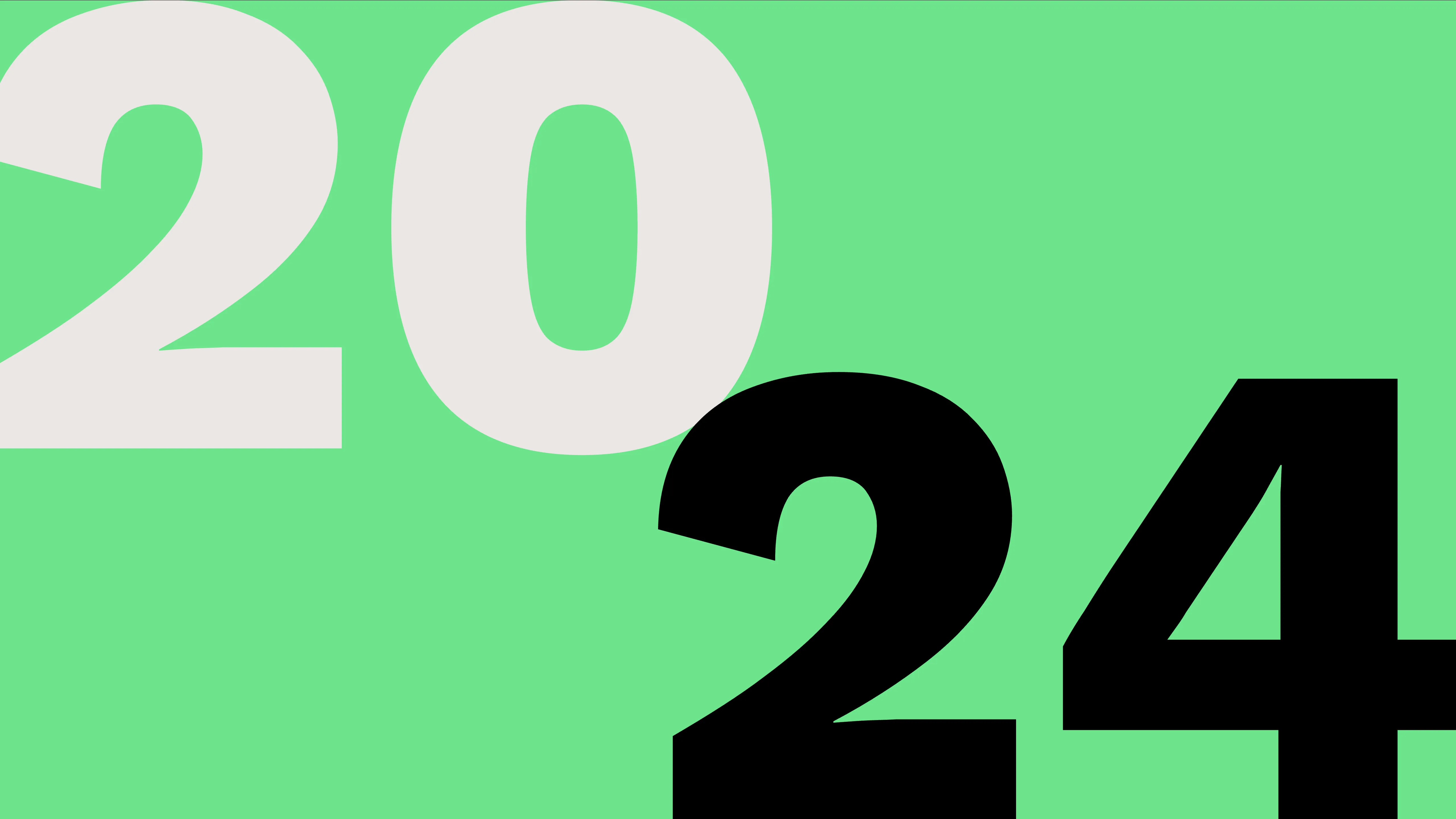 Bold "2024" typography on a green background, marking the year of the O2 Play line-up.